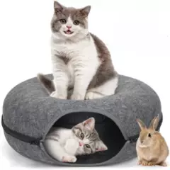 SUBE - Cama Tunel Para Gatos Con Cremallera Tipo Donut Mascotas D