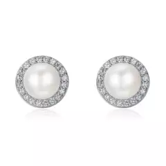 GENERICO - Aretes Topos Elegantes Perlas Con Circones Para Mujer En Plata 925