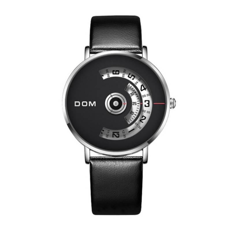 DOM - Reloj Hombre Giratorio DOM 1303 Dial Grande Cuarzo Acero Plateado