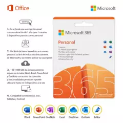 MICROSOFT - Office 365 Personal 1 Usuario 5 Dispositivos Suscripción 1 año