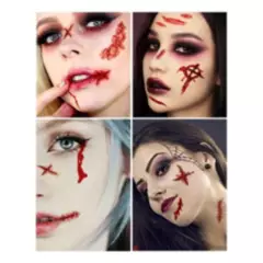 GENERICO - Tatuaje Temporal De Halloween Para Heridas De Sangre Maqui
