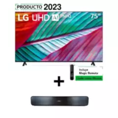 LG - Combo Televisor LG 75" Smart Tv 4k UHD Ai ThinQ Incluye Control Magic + Barra de Sonido MERTEC