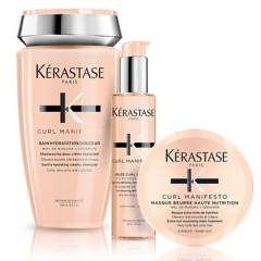 Kerastase - Set de Tratamiento Capilar Curl Manifesto cuídado rizos shampoo 350ml + gel 150ml + mascarilla 75ml