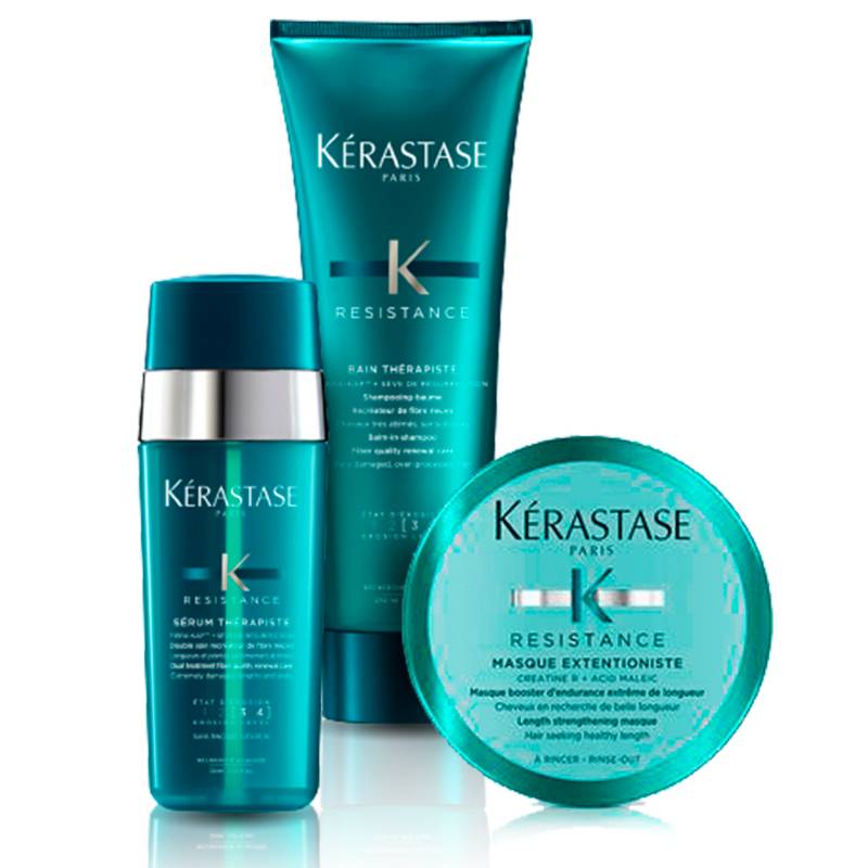 KERASTASE - Set Tratamiento Capilar Resistance Cabello Dañado Kerastase : Shampoo 250 ml + Serúm 30 ml + Mascarilla 75ml