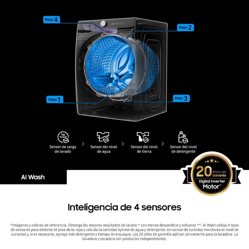 Combo Smart Tower Lavadora y Secadora Samsung 25 kg Negra