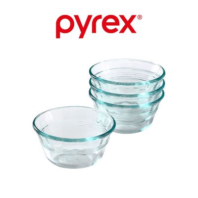 Set Pyrex x4 Piezas Bolo Vidrio con Tapa + Bolo de 1.4 Lt + Fuente