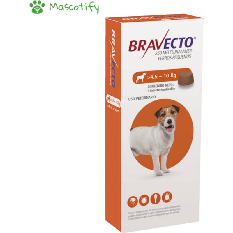 BRAVECTO - Bravecto 250Mg - Antipulgas Para Perros De 4.5 A 10Kg