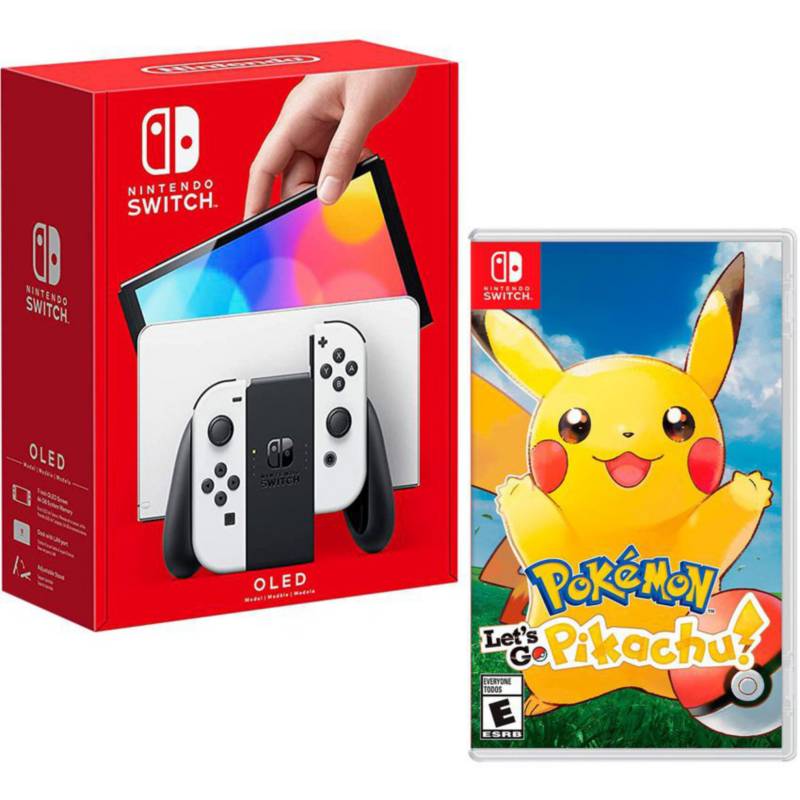 NINTENDO - Consola nintendo switch modelo oled blanco + pokemon lest go pikachu