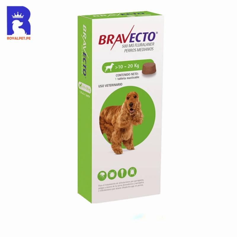 BRAVECTO - Antipulgas Para Perro Bravecto 500 mg 10-20 Kg