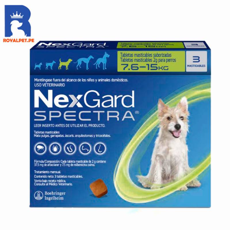 NEXGARD - Antipulgas Para Perro Nexgard Spectra 7.6 a 15 kg x3 abletas