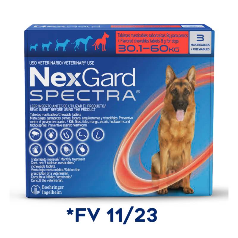 NEXGARD - Antipulgas Para Perro Nexgard Spectra 30 a 60 kg x3Tabletas
