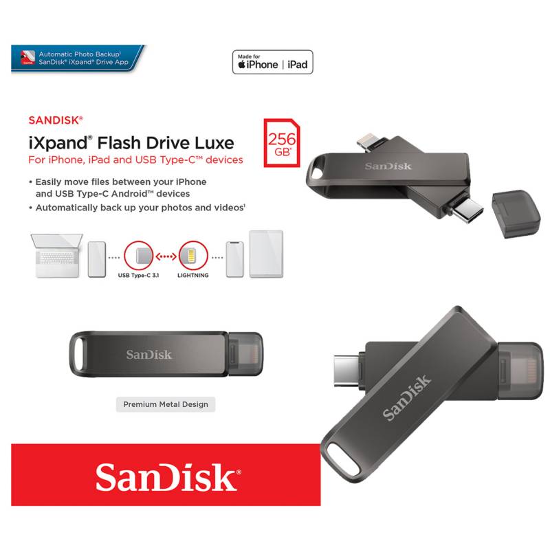 SANDISK - Sandisk iPhone Memoria USB Type C Dual 256 GB Ixpand