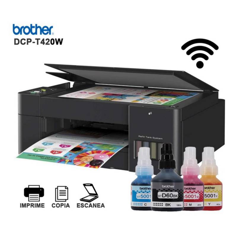 Impresora multifunción con tinta continua Wi-Fi DCP-T420W Brother