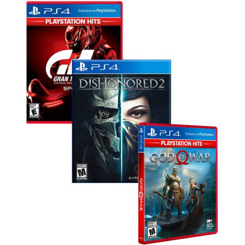 SONY - God of war 4 + gran turismo sport + dishonored 2 ps4