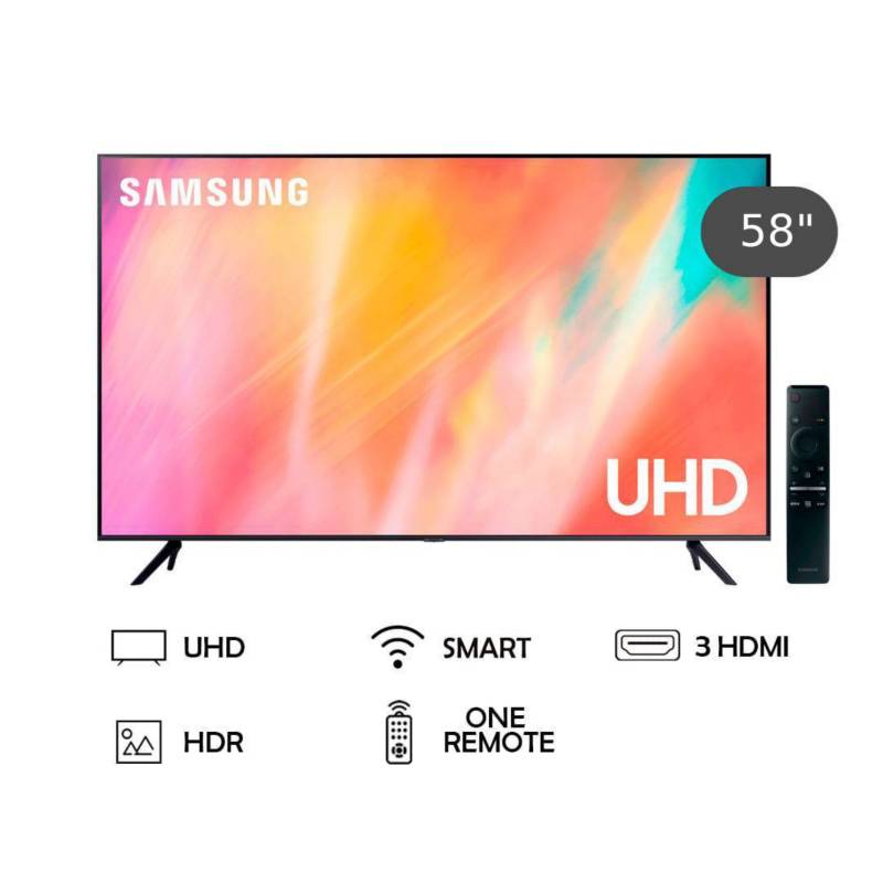 SAMSUNG - Televisor Samsung Led 58 UHD 4K Smart Tv UN58AU7000GXPE.