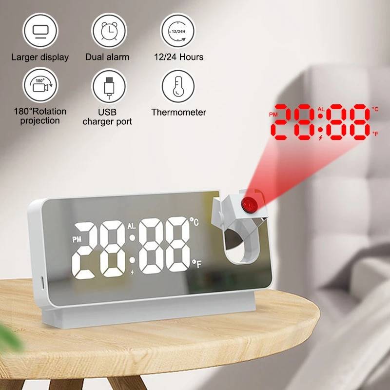Reloj despertador con proyector digital LED reloj silenciosos GENERICO