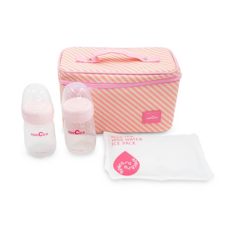 Spectra Pink Cooler with Ice Pack and Breast Milk Bottles Kit