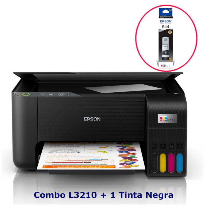 Impresora Multifuncional Epson L3250 Color Negro Ecotank Tinta Continua 5  Tintas T544