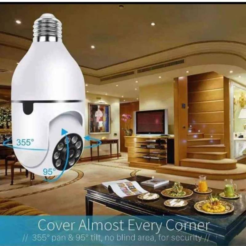 WiFi Bombilla Camara De Seguridad 360 Con Audio Microfono Para Casa y  Exterior