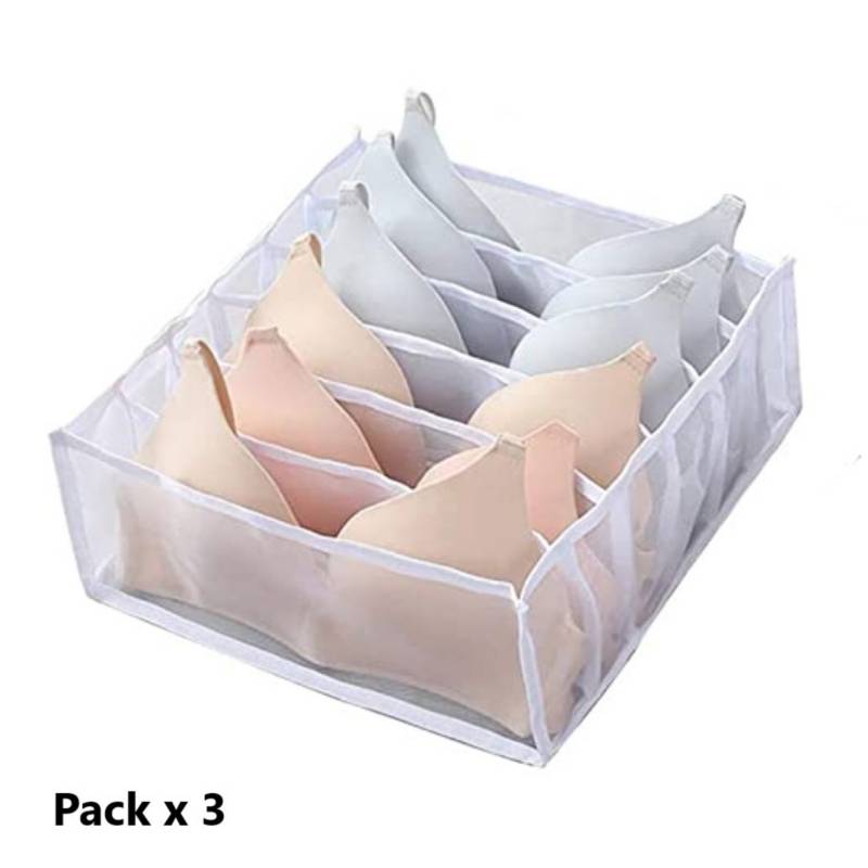 Pack x 3 Organizador de Ropa Interior para Cajones Closet Blanco GENERICO |  