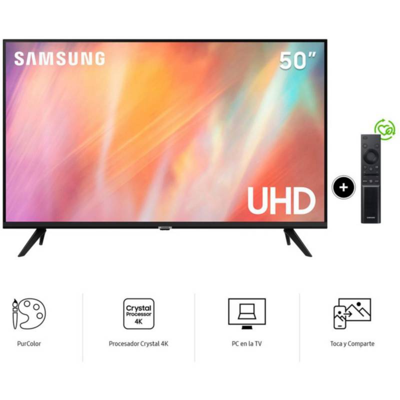 SAMSUNG - Televisor smart samsung uhd 4k 50 un50au7090 - negro