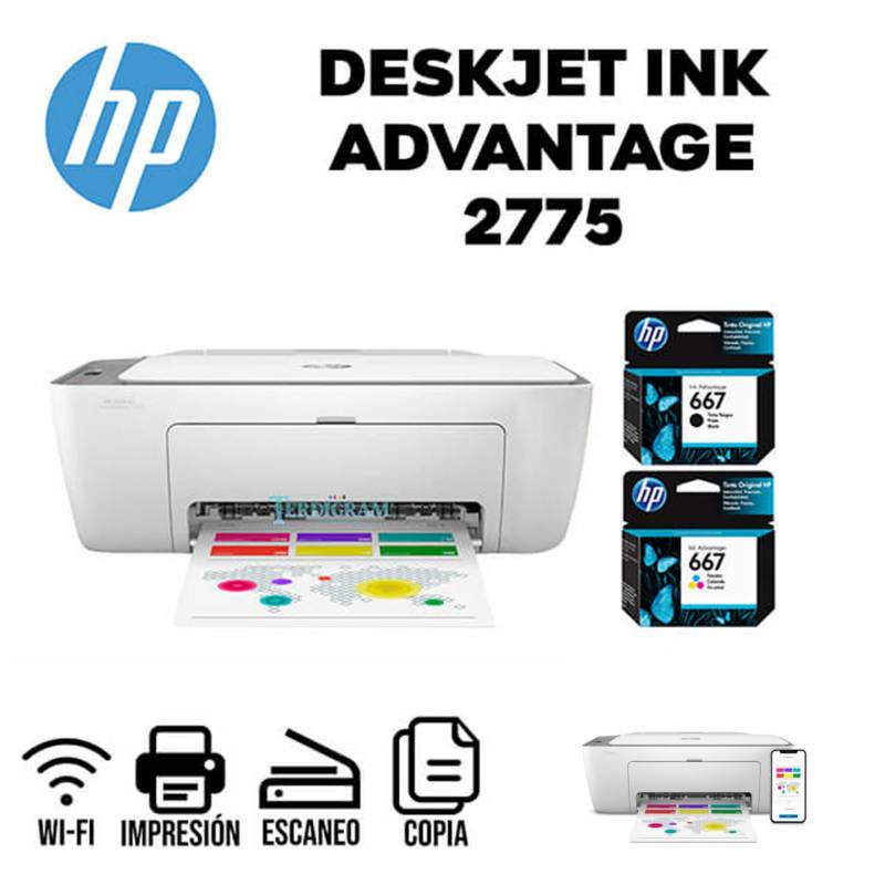 HP - Impresora Multifuncional HP 2775 DeskJet Ink Advantage Wi Fi