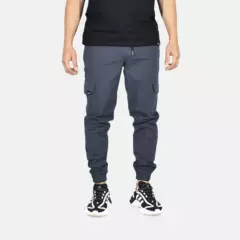 YONISTERS CLOTHING - Jogger Cargo Drill Semipitillo Yonisters Clothing Gris Azulado