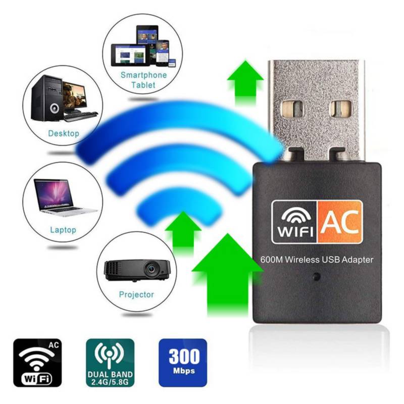 Adaptador wifi usb 300MB inalambrico antena internet laptop pc 300 mb  GENERICO