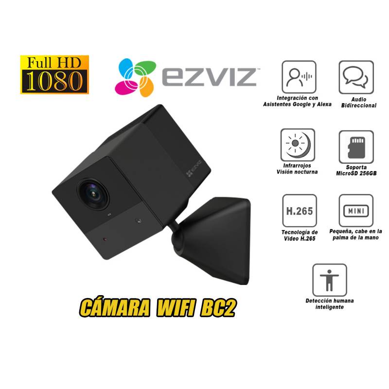 EZVIZ Camara Vigilancia Wifi Interior sin Cables, 1080P Cámara de Seguridad  con Batería 2000mAh (50 Días), Audio Bidireccional,Detección de  Personas,Fácil de Configurar,Compatible con Alexa, BC2 : :  Electrónica