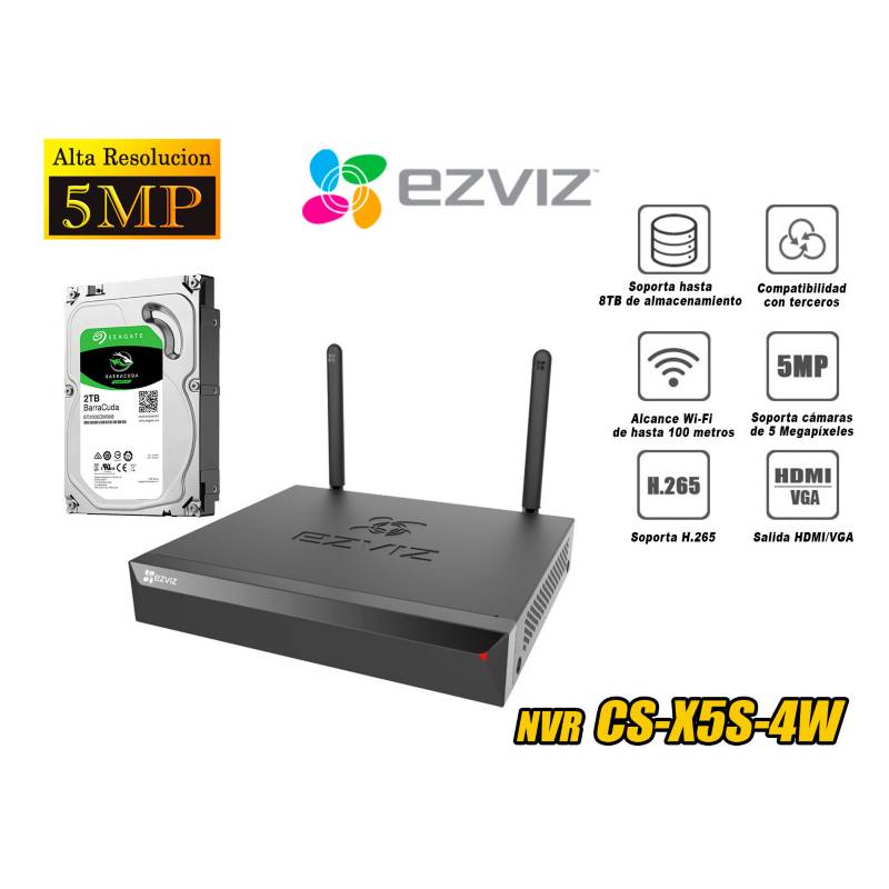 Ezviz Grabador De Wifi Doble Antena 5Mp Disco Duro 2Tb EZVIZ | falabella.com