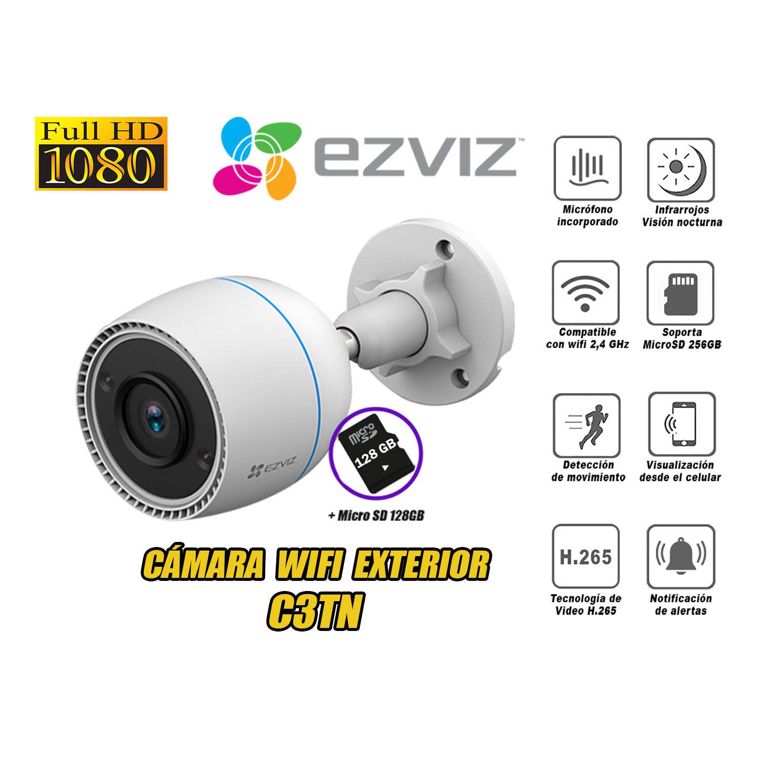 EZVIZ C3T 1080P Cámara de Seguridad Wifi para Exterior con Visión Nocturna