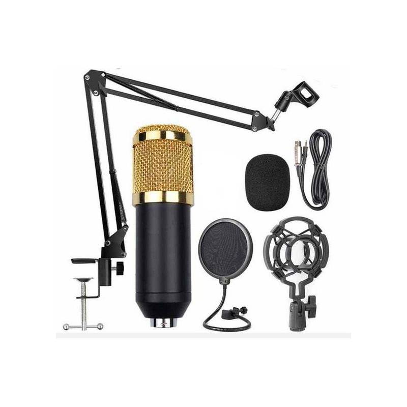 GENERICO - Micrófono Condensador Bm800 Soporte Pc Antipop Brazo Kit