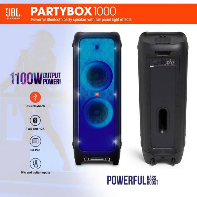 Jbl partybox 1000 parlante bluetooth dj led 1100w portatil extra bass JBL