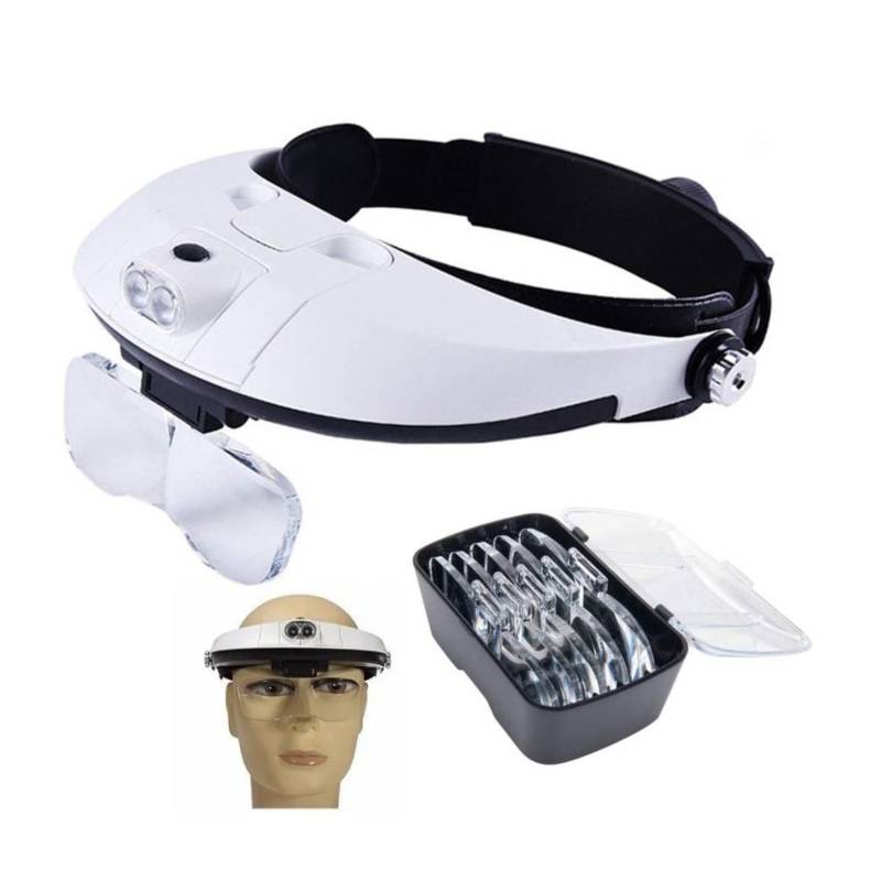  Lupas con luz LED binocular gafas lupa con banda de cabeza  suave luz ajustable 3.5X-420 : Electrónica