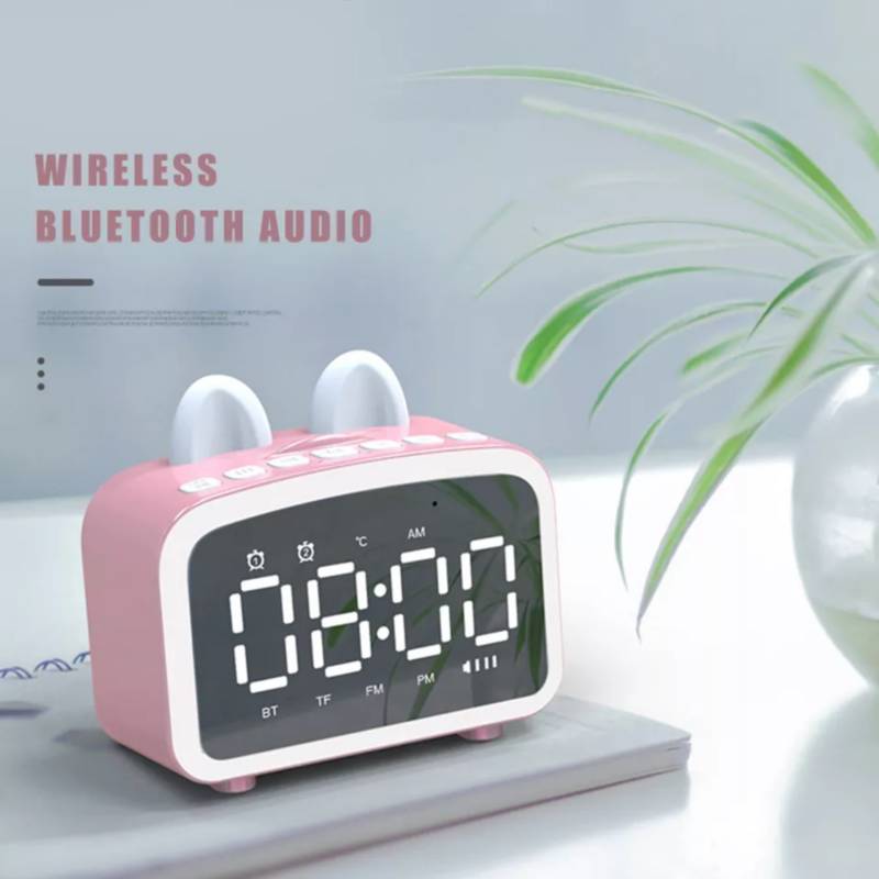 Reloj despertador digital LED Altavoz Bluetooth inalámbrico luz espejo  IMPORTADO