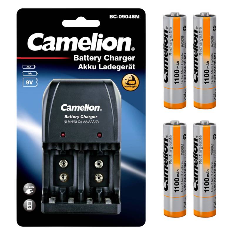 Cargador Camelion + 4 Pilas Aaa recargable De 1100mah CAMELION