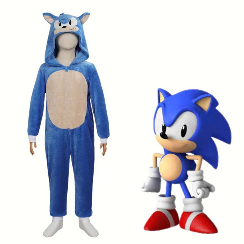 GENERICO - Pijama Sonic Niños Onesie Disfraz Sonic the Hedgehog