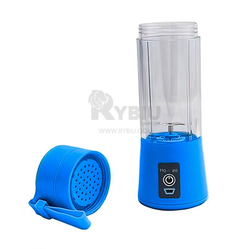 Mini Licuadora Vaso Botella Procesadora Portatil Recargable Color Azul