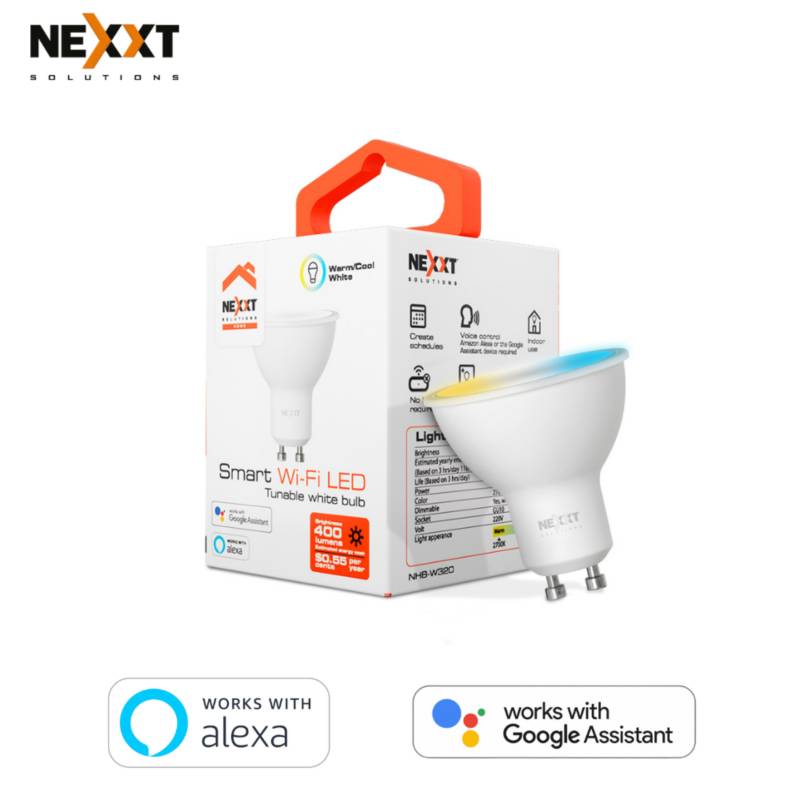 NEXXT SOLUTIONS - Dicroico LED inteligente Wi-Fi Blanco regulable - Nexxt