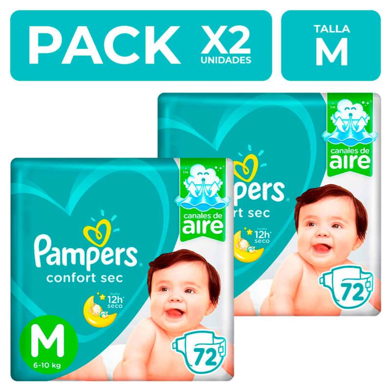 PAMPERS - Pampers Confort Sec Talla M 72 unidades PackX2