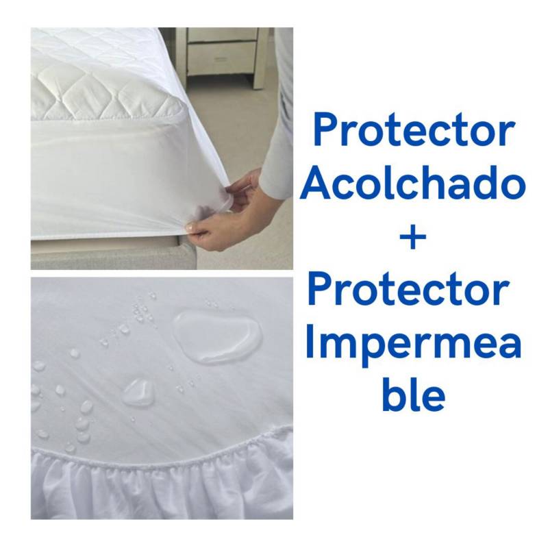 Protector de Colchón Acolchado + Protector Impermeable 1.5 plazas GENERICO