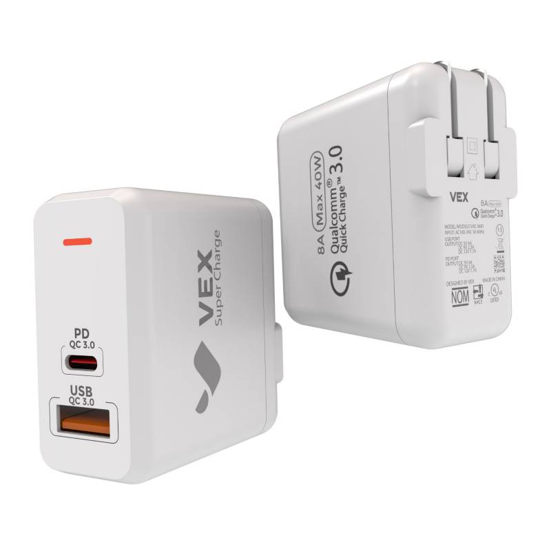 VEX - Cargador 8a  (1 Puerto Usb + PD) + Cable PD-Lightning Vex