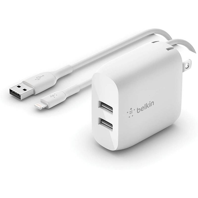 Belkin Cargador USBx2 24W iPhone 12 + Lightning to USB-A WCD001dq1MWH BELKIN