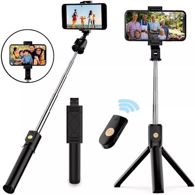 TE5024 BL Palo Selfie Tripode flexible 360 Bluetooth Para movil 3.5-6.5  Pulgadas,Blanco - JC Accesorios