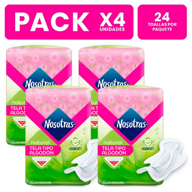 Pack X4 Toallas Higiénicas Nosotras Invisible Clásica 24 Un Nosotras 5577