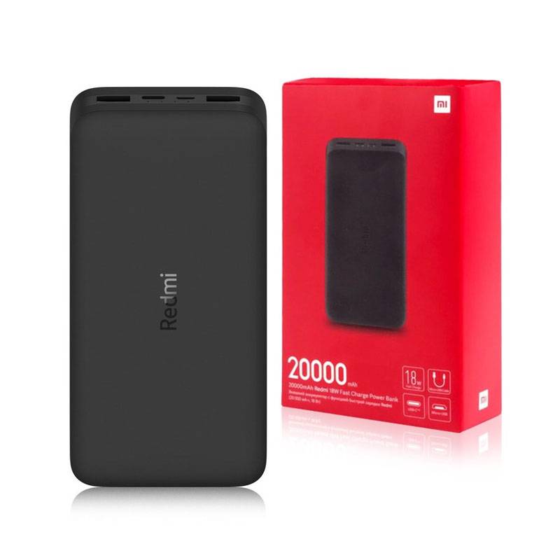 Xiaomi 20000mAh Redmi Power Bank, Fast Charge, Two-Way 18W Fast Charge,  Dual Input and Output Ports, 74Wh High Capacity, External Battery Pack