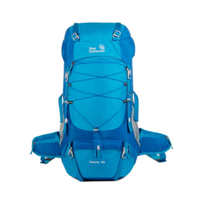 Mochila viaje Trekking 50L color azul claro diseño liso 50L