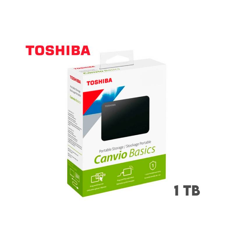 Disco Duro Externo 1TB Toshiba Canvio Basics HDTB410XK3AA TOSHIBA
