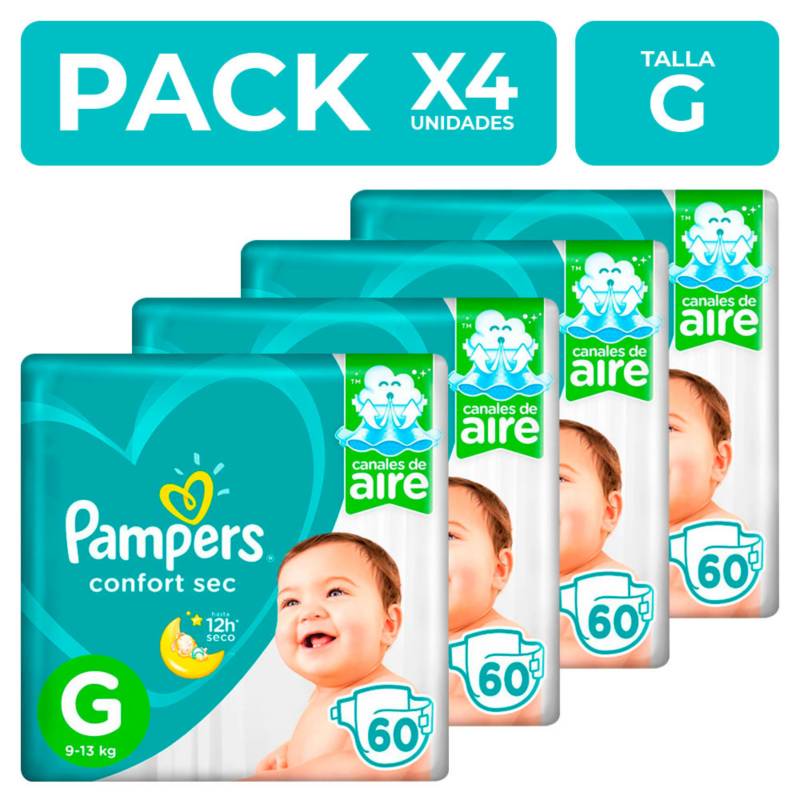 PAMPERS - Pampers Confort Sec Talla G 60 unidades PackX4