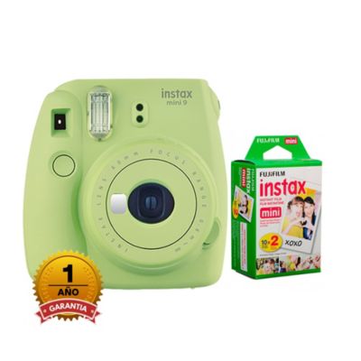 Cámara instantánea  Fujifilm Instax Mini 9, Verde lima + Pack